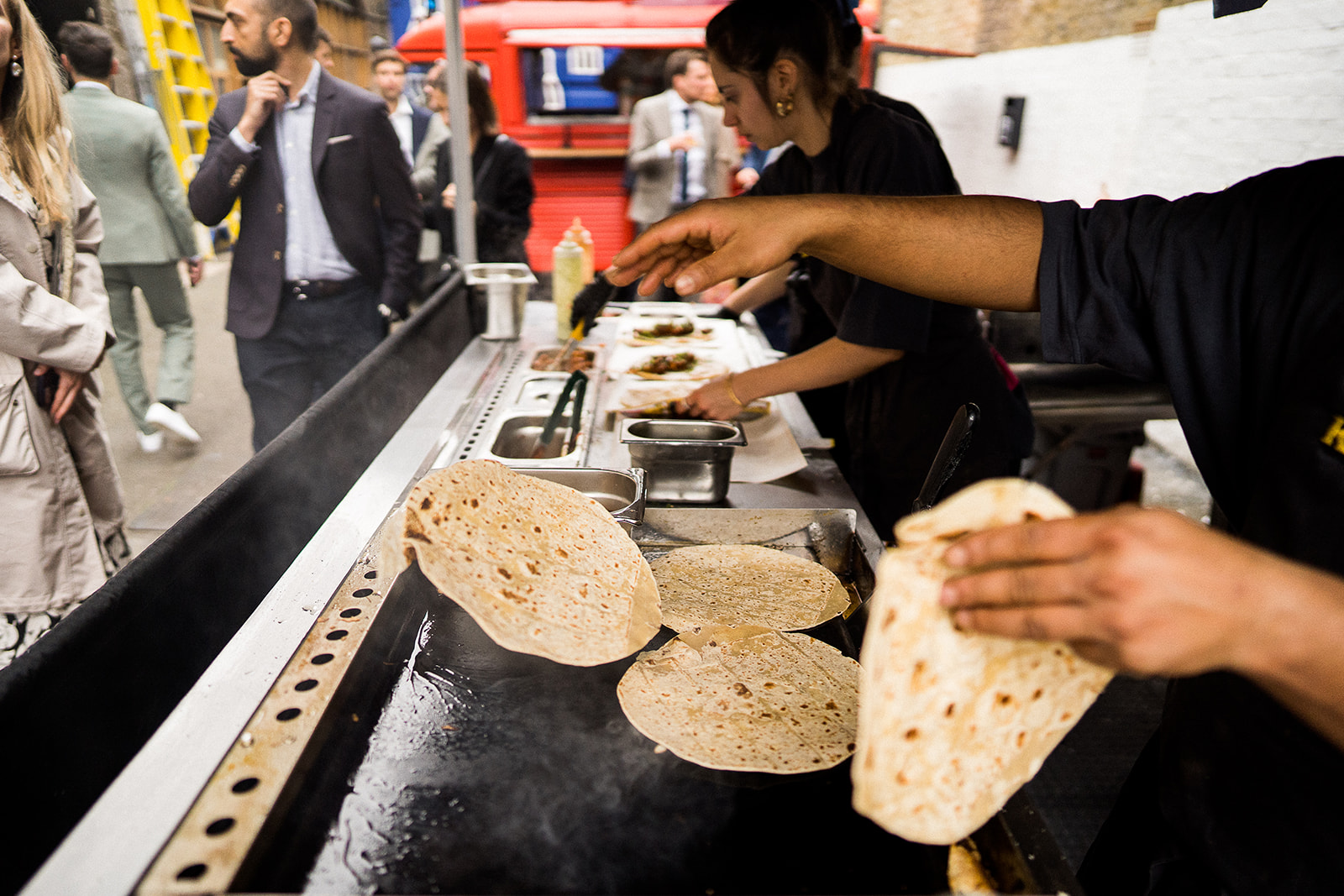 Fresh flatbreads off the griddle